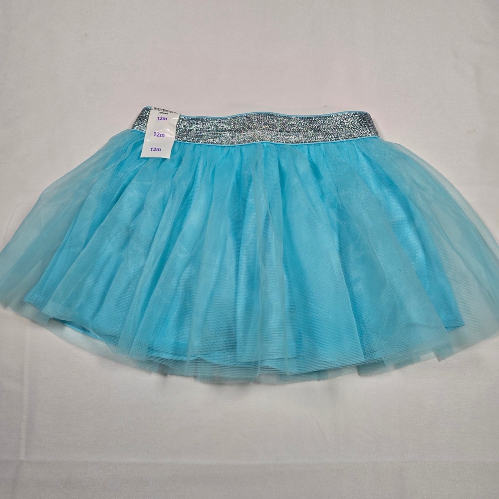 Garanimals Baby Girls Aqua Tulle Tutu Skirt Glitter Waist 12M NWT
